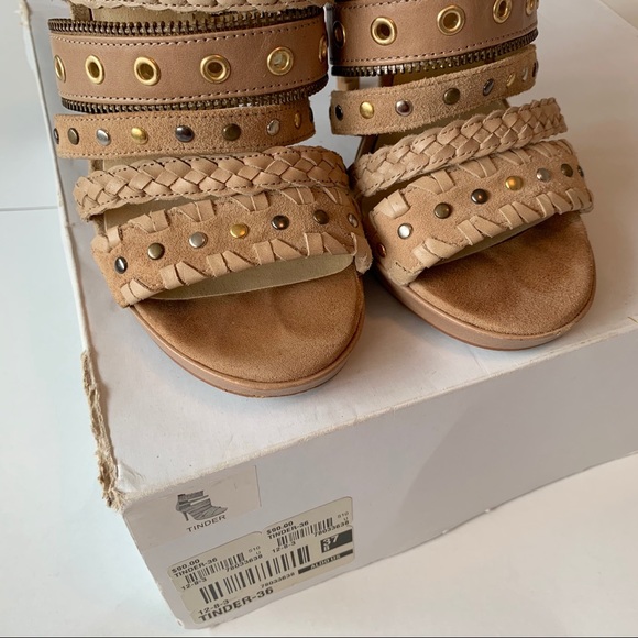 Aldo Tan studded strappy Tinder stiletto heels - Picture 6 of 7